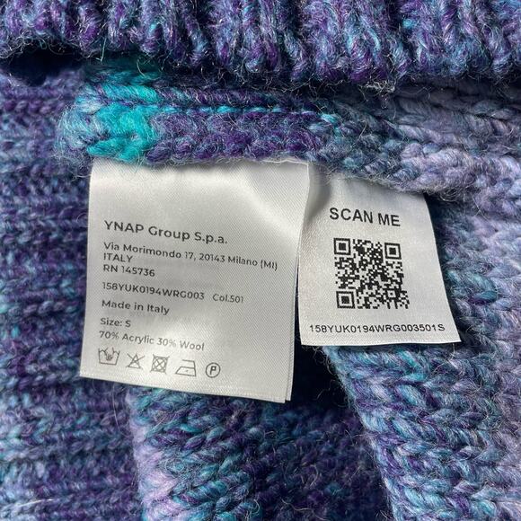 8 by Yoox Jacquard Striped Melange Marled Knit Sweater Blue Purple Italy Small - Picture 4 of 9